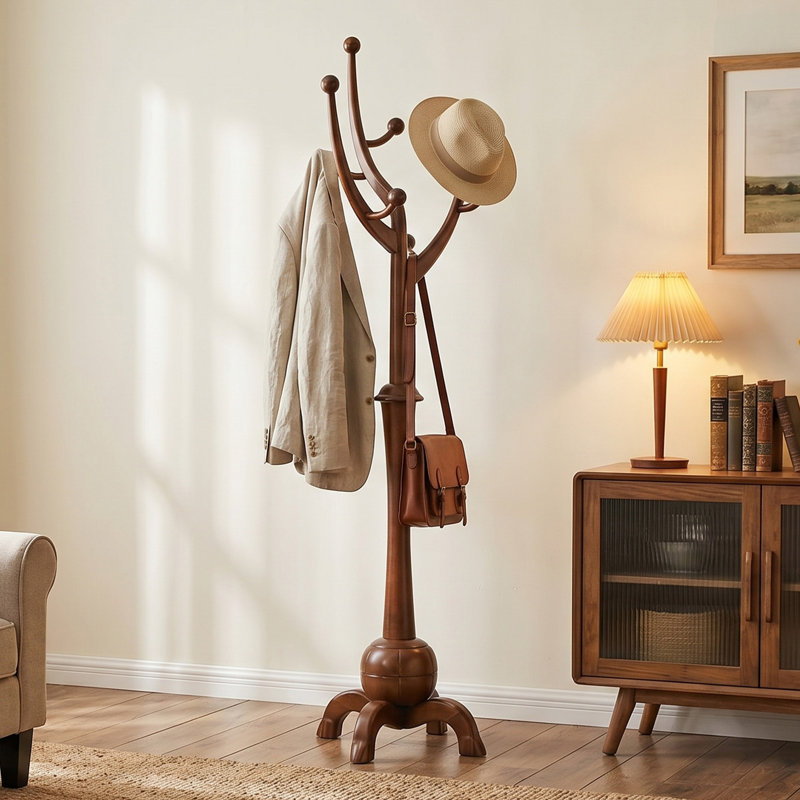 Wildon Home® Janiya 8-Hook Solid Wood Freestanding Coat Rack